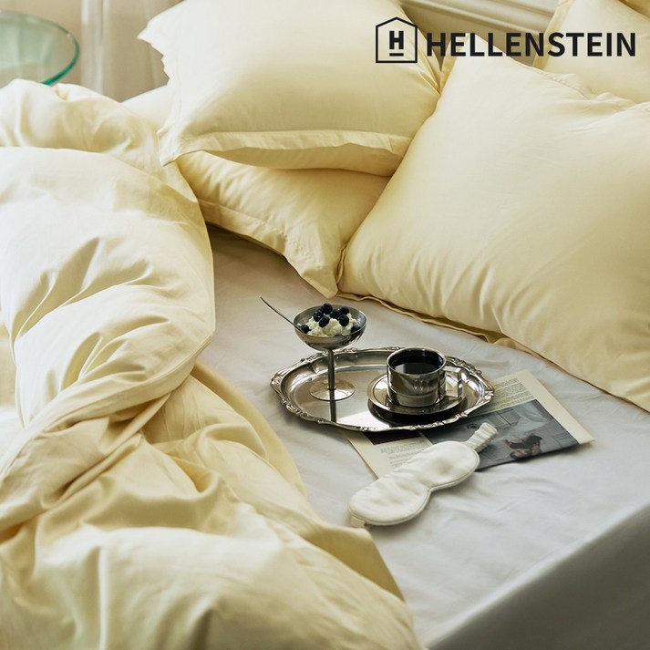 프리미엄리미티드에디션헬렌스타인 140수 에어리사틴 이불커버세트 SQK 이불커버베개커버, 크림