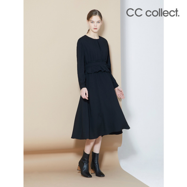 씨씨콜렉트 여성 미디 원피스 패션 심플 데일리룩 CC콜렉트 러플 벨티드 BKC214MSE036DH2249251