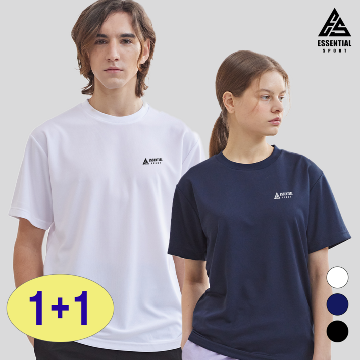 1+1 에센셜스포츠 남녀공용 기능성 반팔티