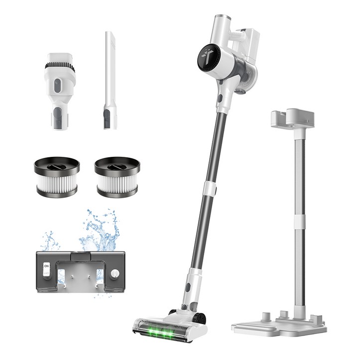 신제품 틴도우 차이슨 무선 청소기 BLDC 흡입력 좋은 진공청소기거치대물걸레 키트, 화이트