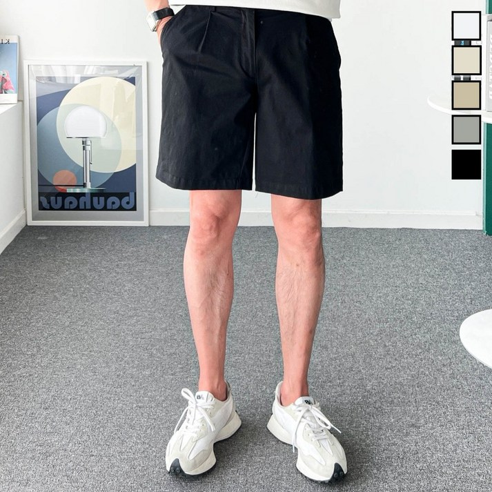 놈시크 28-40 남자 반바지 면 스판 핀턱 5부 여름 팬츠 빅사이즈