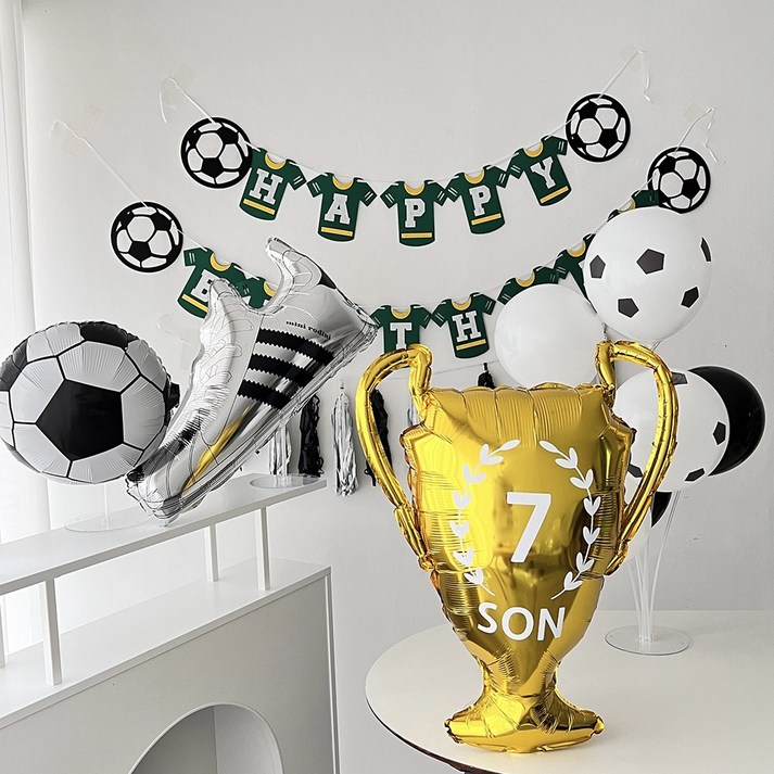 하피블리 트로피 레터링 풍선 축구 가랜드 생일 파티 용품 세트, 생일가랜드NO.7 SON축구화세트