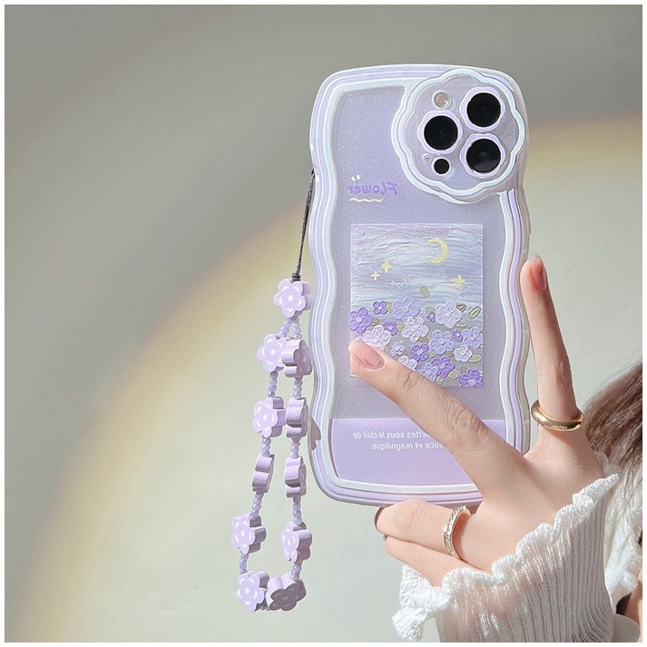 예쁜 보랏빛 아이폰케이스 스트랩세트 iPhone case 예쁜 보랏빛 아이폰케이스 스트랩세트 iPhone case