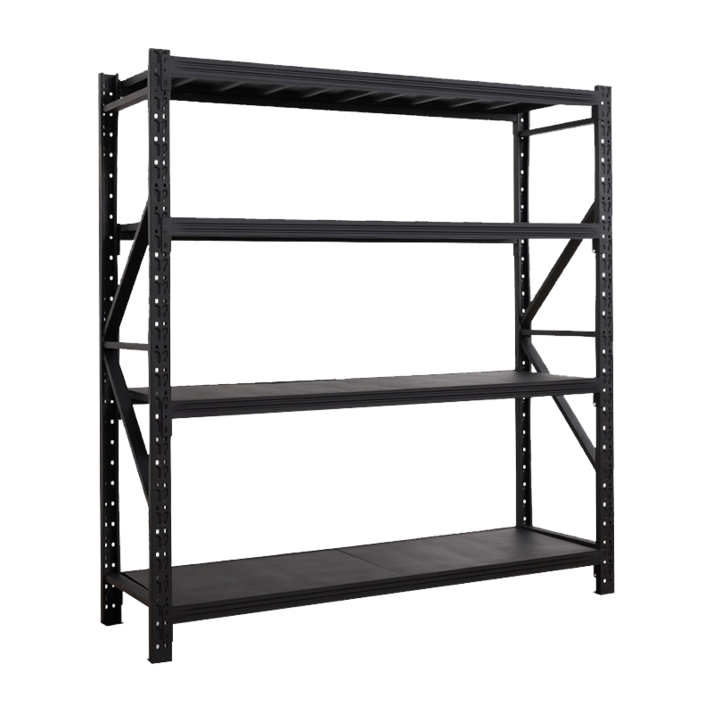 와우랙 철제선반 조립식 경량랙 창고 메탈 앵글 2m x 60cm x 2m 200kg, 4단, 블랙