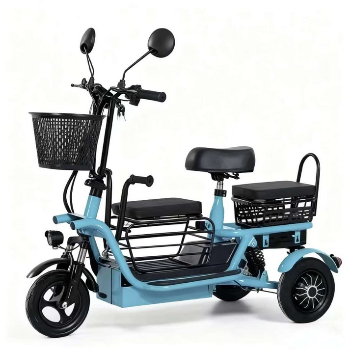 전기 세발자전거 남녀 공용 통근 여행 2인 3인승으로 편안한 여행 애완용 자전거 접이식 리튬