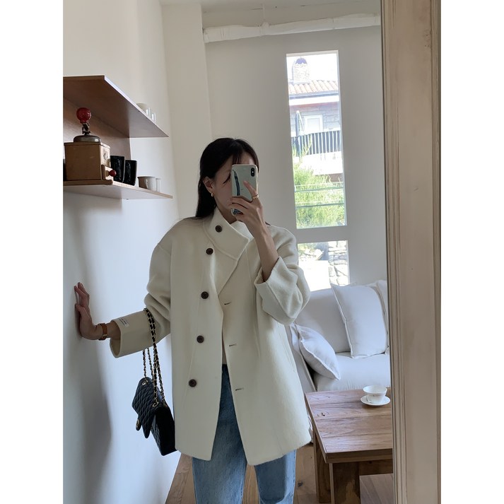 루어스룸 레닉스 하이넥 하프 핸드메이드 벨트 코트