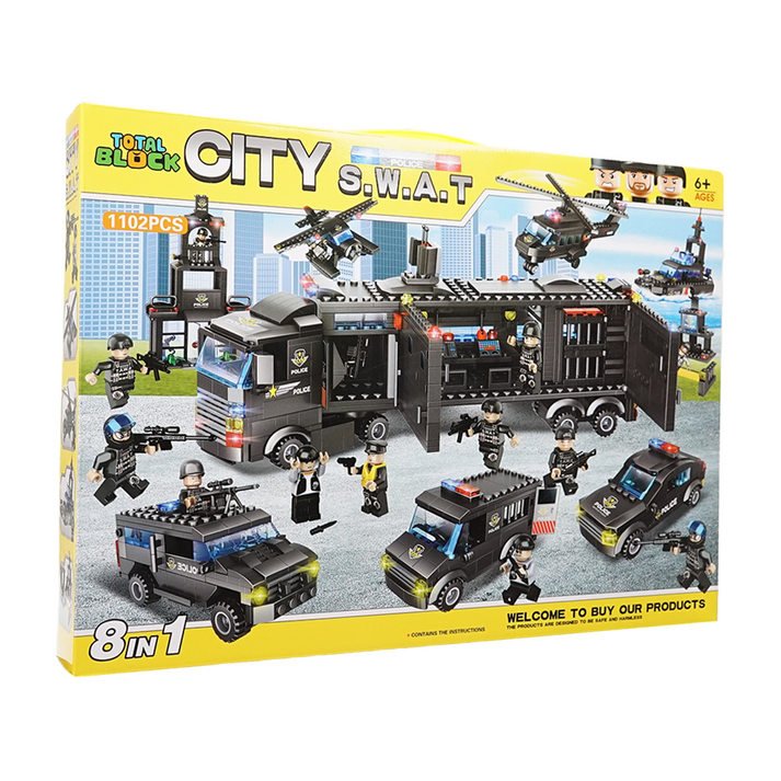 토탈블럭 EQ IQ 지능발달 블록시티 어린이 선물 LEGO 레고 호환 블럭 특수 작전팀 SWAT 1102피스, 1개