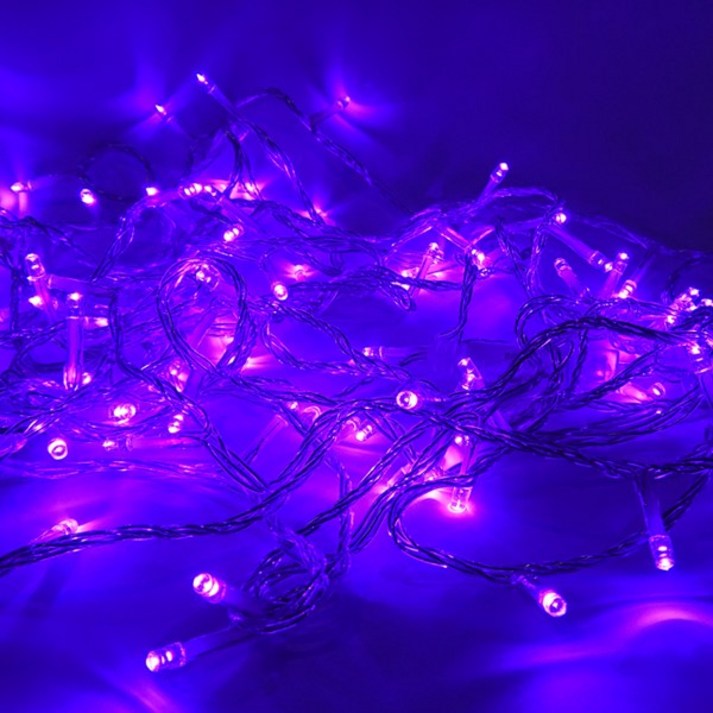 선세이브 LED 은하수전구 100구 투명선+정류기 세트 크리스마스 트리 전구 캠핑 조명 무드등, 보라색