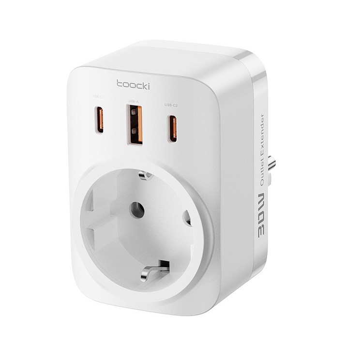 Toocki 툭키 Gan 접지 USB C타입 30W고속충전기 1구 3포트 멀티 멀티탭 돼지코 Toocki 툭키 Gan 접지 USB C타입 30W고속충전기 1구 3포트 멀티 멀티탭 돼지코