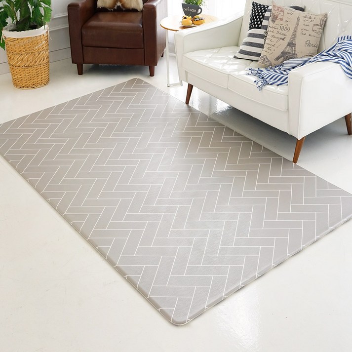 제로벨 PVC 양면 놀이방매트 대형 140x200cm 12T 유아 어린이 층간소음 매트, 양면 헤링본그레이