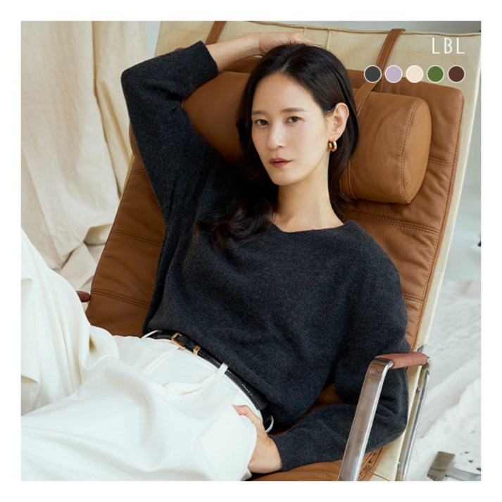 LBL 25FW 시그니처 퓨어캐시미어100 V넥 니트