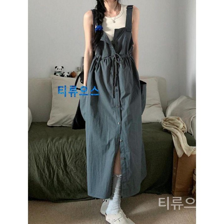 티류으스 여성 카고 멜빵 원피스 나시 세트