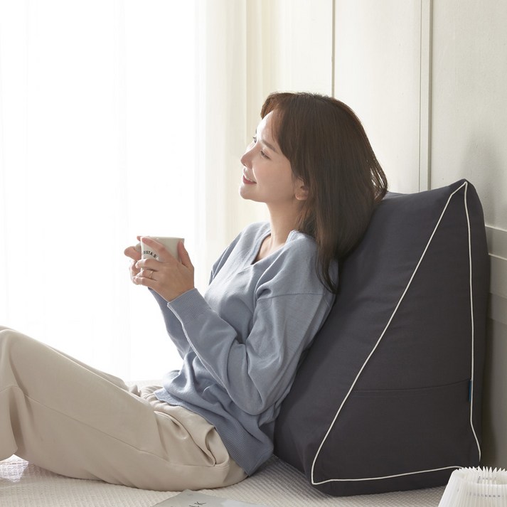 킹리치 삼각 등받이쿠션 침대 등쿠션 허리쿠션 소형 대형, 차콜