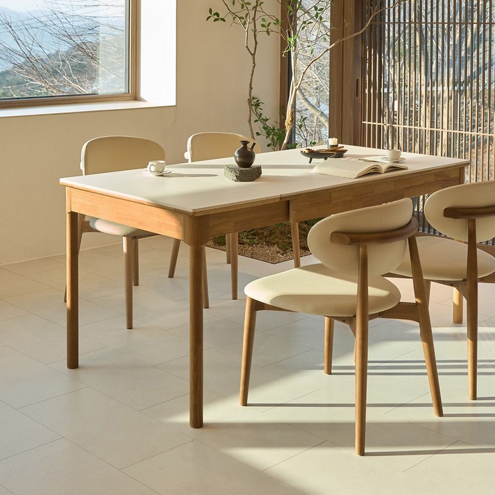 NOON 우디 원목 세라믹 확장형 4인용 6인용 포세린 식탁 1200, 식탁 단품, 월넛컬러