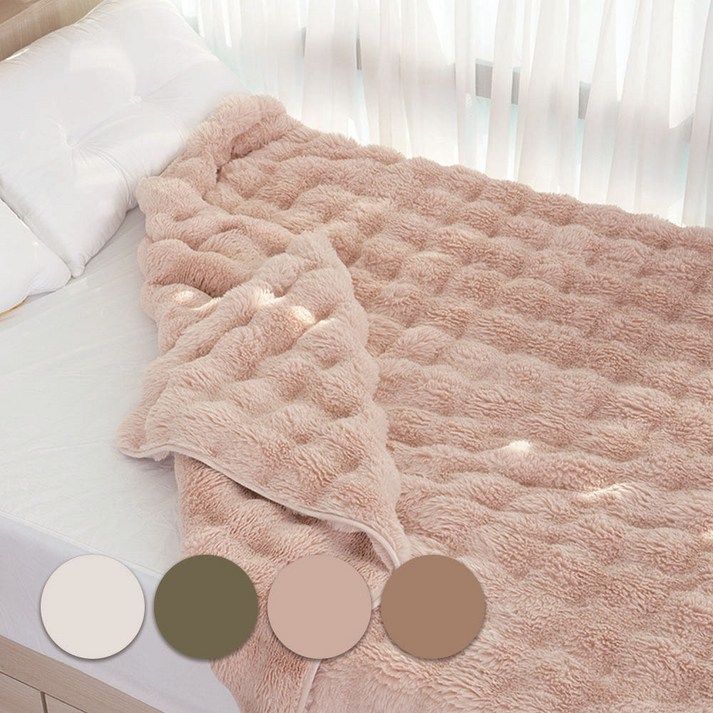 더보드라 극세사 버블웨이브 양면담요 밍크 빅사이즈 이불 블랭킷