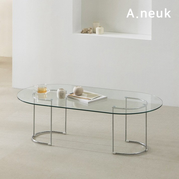 아늑 시니컬W 1200 강화 유리 거실 테이블/원형 소파 테이블