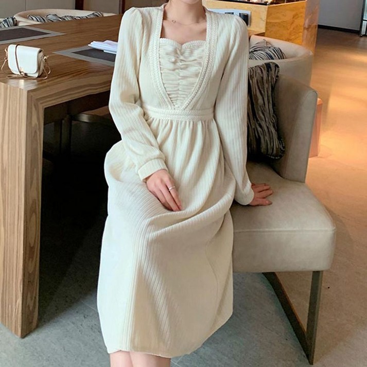 롱 원피스 아이보리