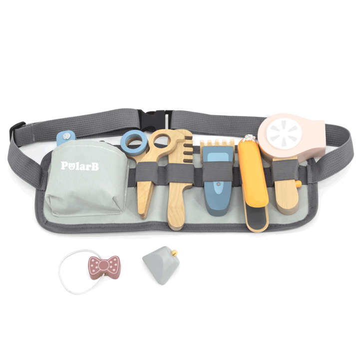 폴라비 원목 미용실놀이 헤어샵 나무블럭 역할놀이 장난감 세트, 1개