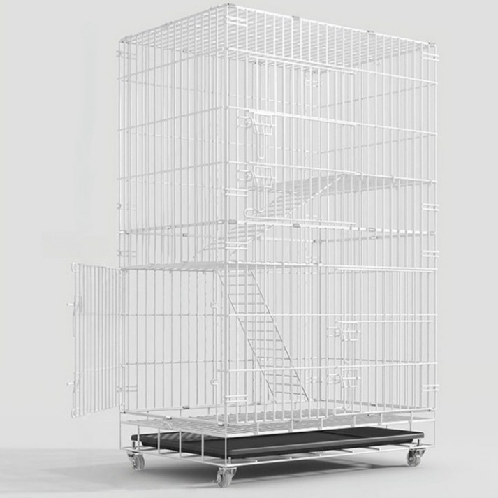 리빙가감법 반려동물 고품질 조립식 3단 고양이 케이지 튼튼한 메탈 간편이동 잠금 가능한 바퀴가 있는 탈출 방지 고양이 철장 이동식 고양이 대형 케이지