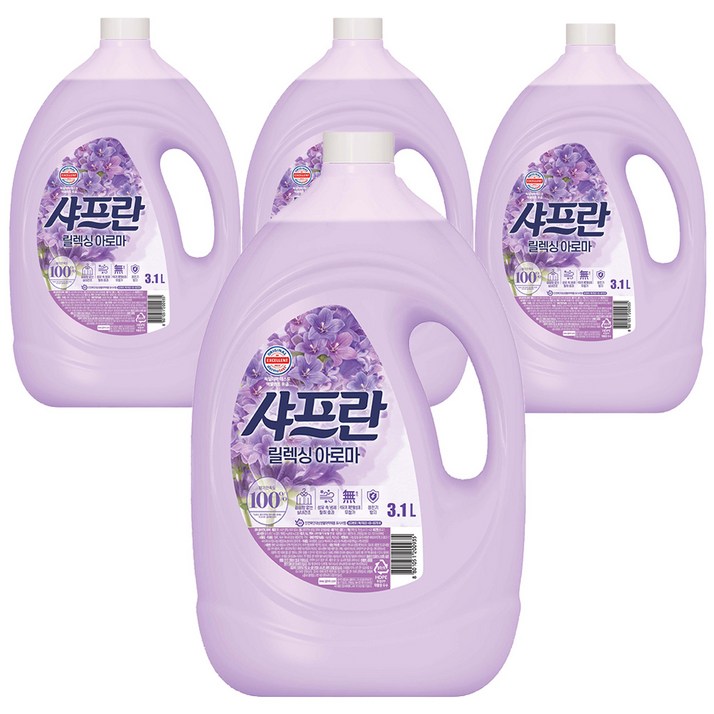 샤프란 플러스 섬유유연제 릴렉싱아로마 본품, 3.1L, 4개