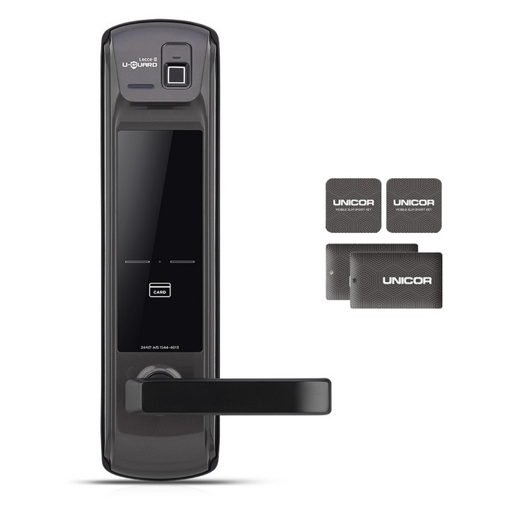 유니코 레체 2 비밀번호 지문인식 손잡이 있음 도어락 + 카드키 4p
