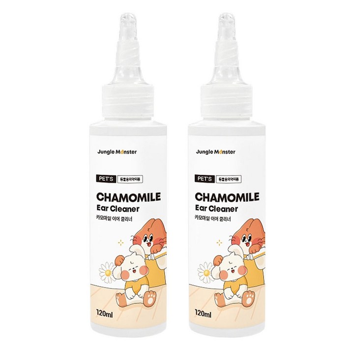 정글몬스터 반려동물 카모마일 이어클리너, 2개, 120ml