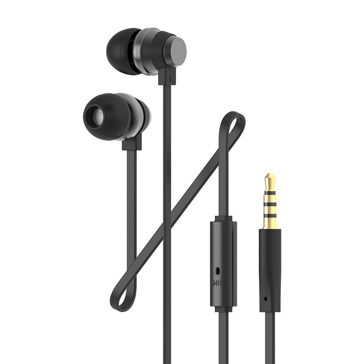 아이리버 3.5mm AUX 갤럭시 노트북 컴퓨터 알루미늄 커널형 유선 이어폰, BHC70M, 블랙