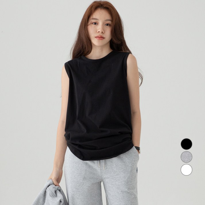캐럿 여성용 롱 레이어드 나시 티셔츠