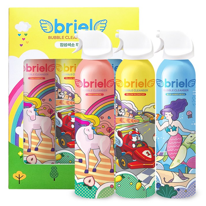 디보트브리엘 버블 클렌저 핑크레인보우 옐로우레이싱카 블루언더더씨 3종 세트, 600ml, 1세트