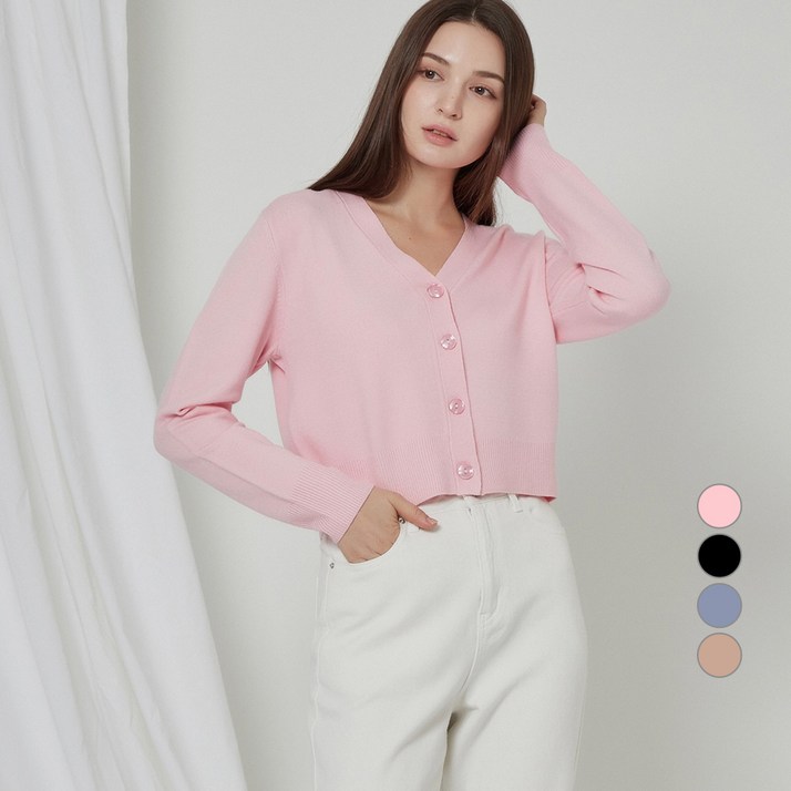 ELLE PARIS 세미크롭 소프트터치 베이직 가디건 ELLE PARIS 세미크롭 소프트터치 베이직 가디건