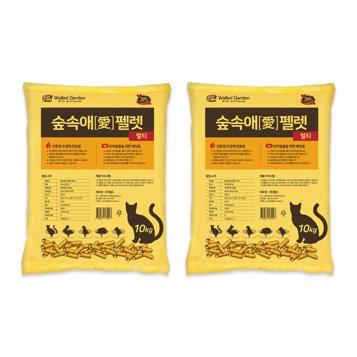 화분월드 숲속애 멀티 우드펠렛 고양이 모래, 10kg, 2개 화분월드 숲속애 멀티 우드펠렛 고양이 모래, 10kg, 2개