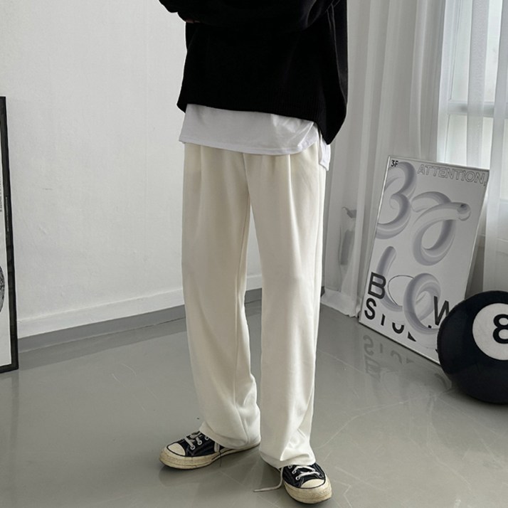 머시따 남성용 심플 포텐 투턱 와이드 팬츠