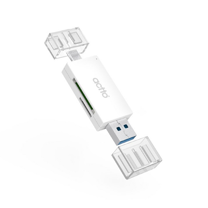 엑토 TF SD카드 USB 3.2 C타입 듀얼 OTG 멀티 카드리더기, OTG10, 화이트