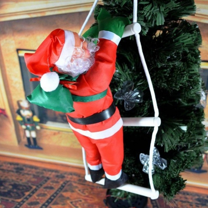선물 전기 등반 사다리 산타 클로스 크리스마스 장식 홈 트리 음악