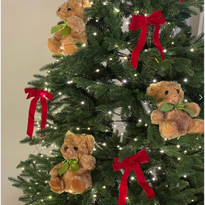 MCH 크리스마스 트리 장식품 리본 곰인형 오너먼트 20cm