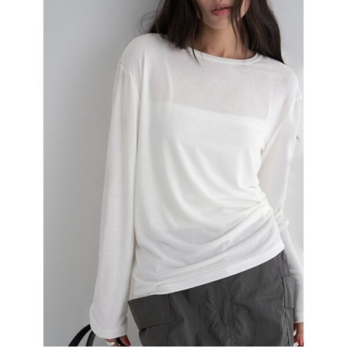 [에잇세컨즈] 시어 루즈핏 긴소매 티셔츠 아이보리 (325841LY20)