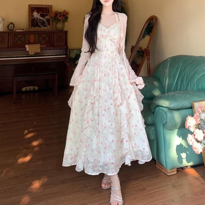 cammello 하늘하늘 쉬폰 롱 원피스 홀터넥 오프숄더 여름원피스