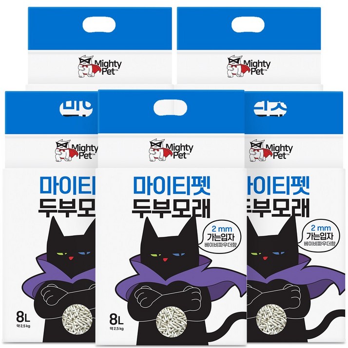 마이티펫 먼지없는 대용량 두부모래 가는입자 2mm 6종, 파우더향, 5개, 8L