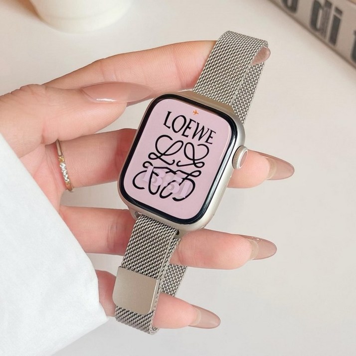 아이라 애플워치호환 스트랩 간단 슬림 메탈 밀레니즈 밴드, 스타라이트, 1개