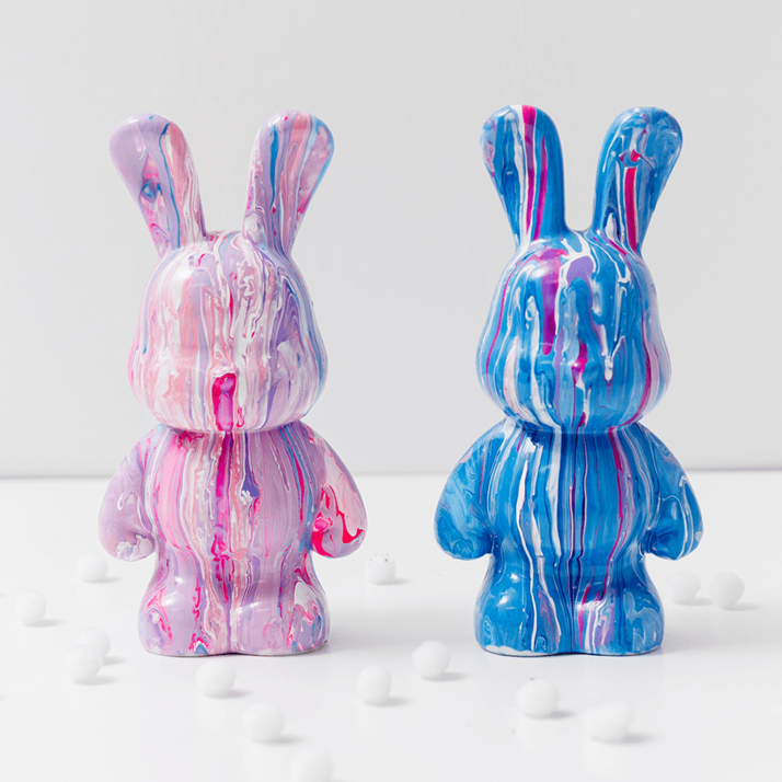 해피 래빗 푸어링 아트 플루이드 아트 푸어링 토끼 DIY 미술키트 물감놀이, 1개, A 화이트퍼플핑크