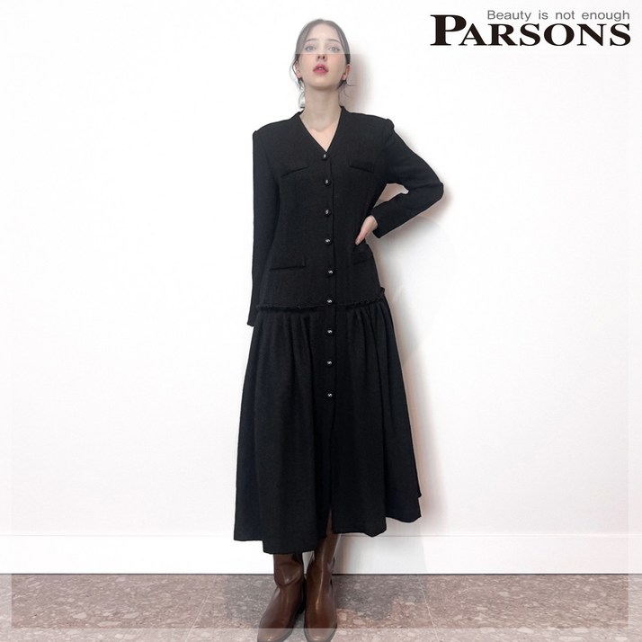파슨스 [Flat white] Boutique Boucle Dress (PW2RAOP03)