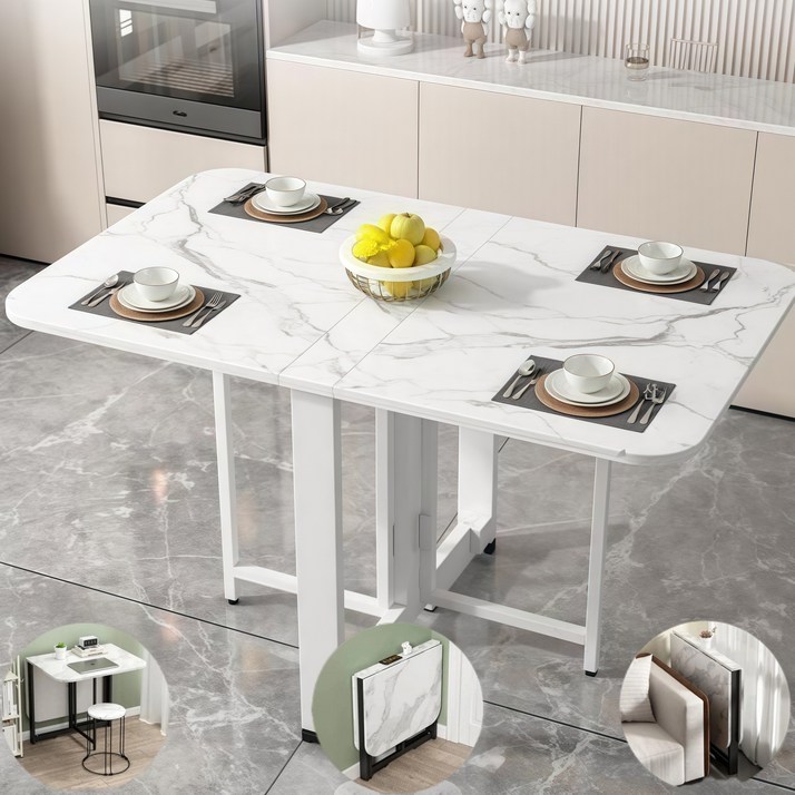 YAPOGI 설치 필요없음 가정용 다기능 확장 가능 대리석 무늬 우드 식탁 모조 세라믹식탁 접이식 식탁