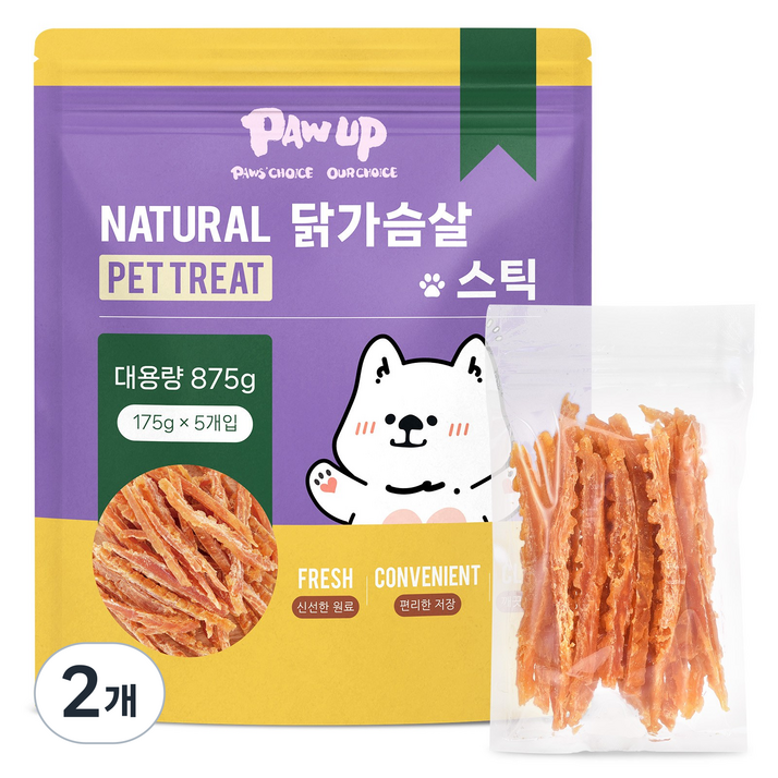 포업 반려동물 간식 대용량 건강한 육포, 875g, 2개, 닭가슴살 스틱