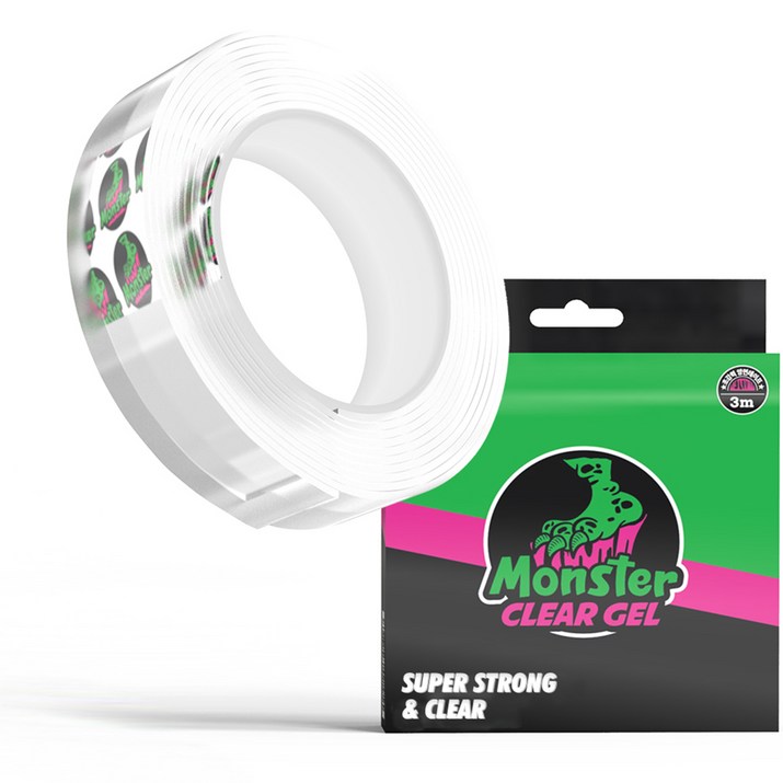 몬스터클리어겔 다용도 초강력 실리콘 양면테이프 30mm x 3m, 투명, 1개