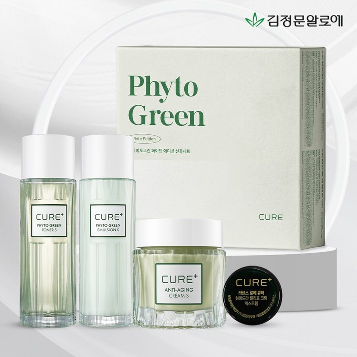김정문알로에 피토그린 화이트에디션 선물세트 큐어안티에이징 크림 토너 에멀전, 1개