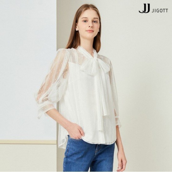 JJ지고트 타이넥 메시 레이스 블라우스 GN4A0BL36 마감임박