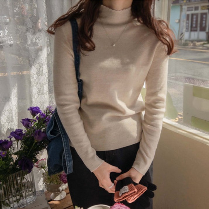 리린 LABEL 안젤르 물결넥 쫀쫀신축 부드럽고 보송한 반폴라 196689 리린 LABEL 안젤르 물결넥 쫀쫀신축 부드럽고 보송한 반폴라 196689