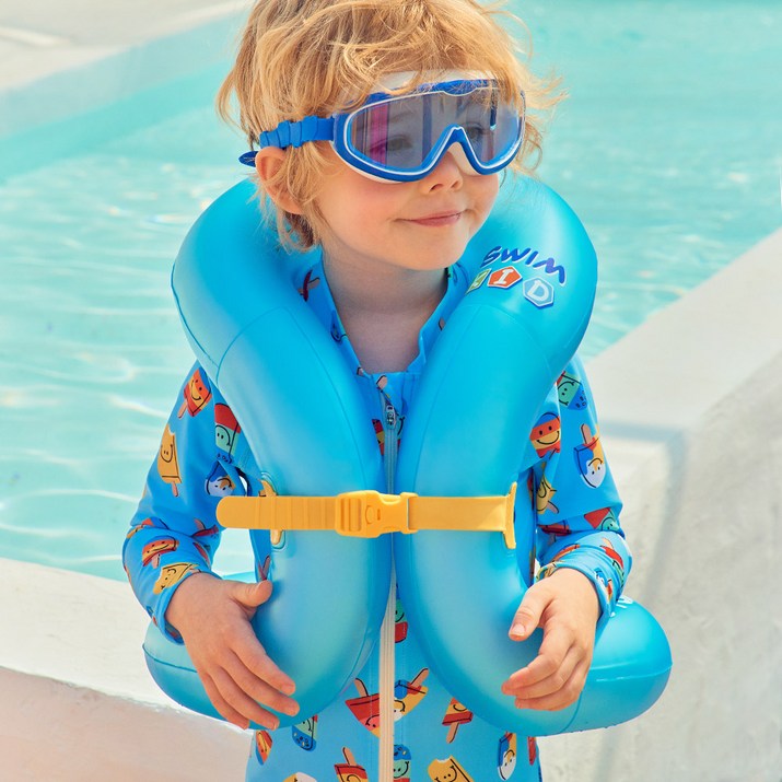 따블리에 어린이 넥튜브 물놀이조끼 부력조끼 수영보조용품 물놀이튜브 아마존판매 120 152cm , 2240kg, 블루