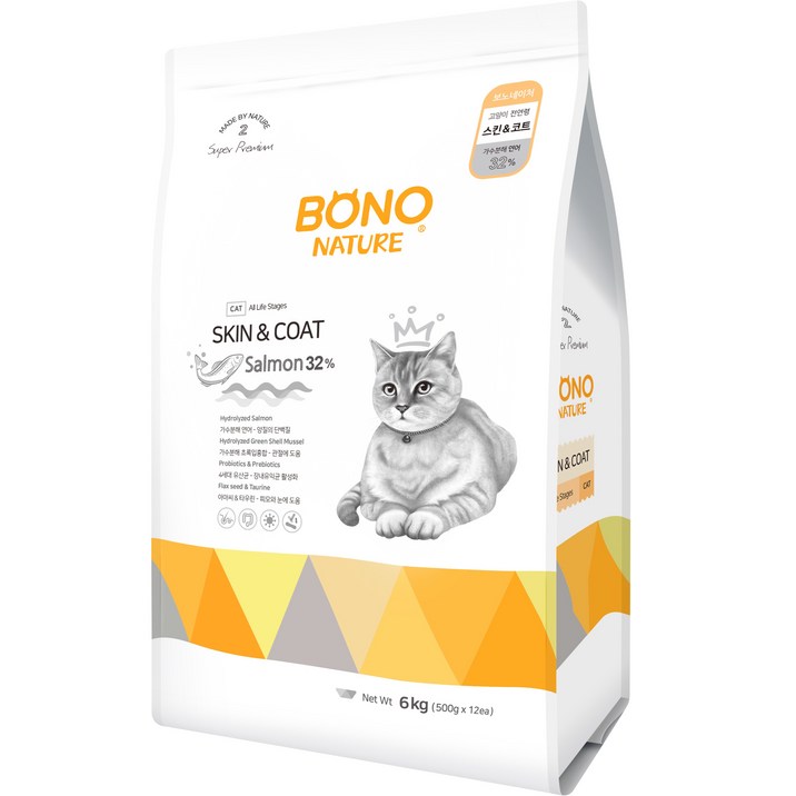 보노네이처 고양이 스킨앤코트 건식사료, 1개, 연어, 6kg 7017885898