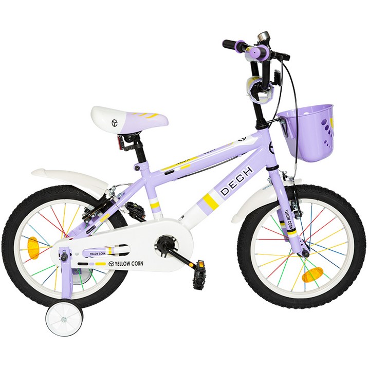 옐로우콘 아동용 데크 18형 네발 보조 바퀴 자전거, 퍼플, 126cm